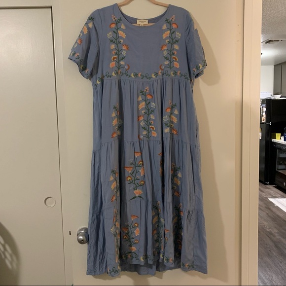 orange creek Dresses & Skirts - Light blue floral midi babydoll dress Jessakae